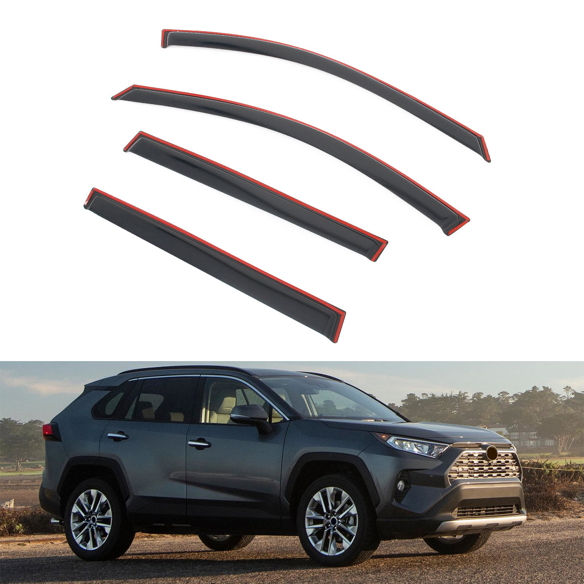Window Visors Rain Deflectors for Toyota RAV4 2019-2025 Acrylic In Channel