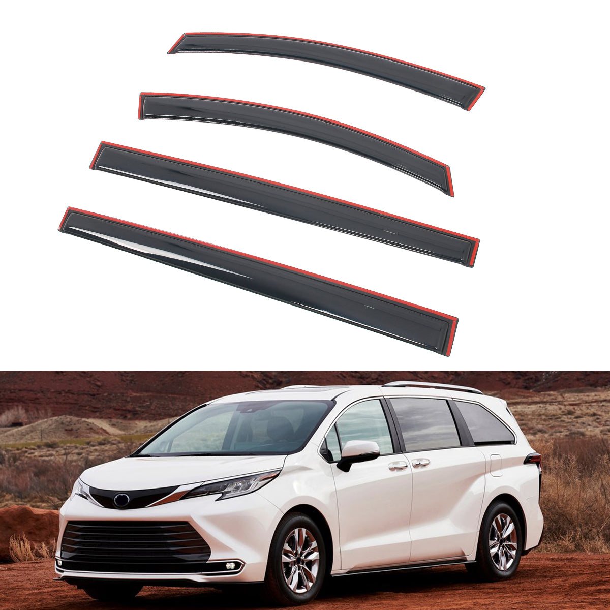Window Visors Deflectors for Toyota Sienna 2021-2026 Acrylic In Channel