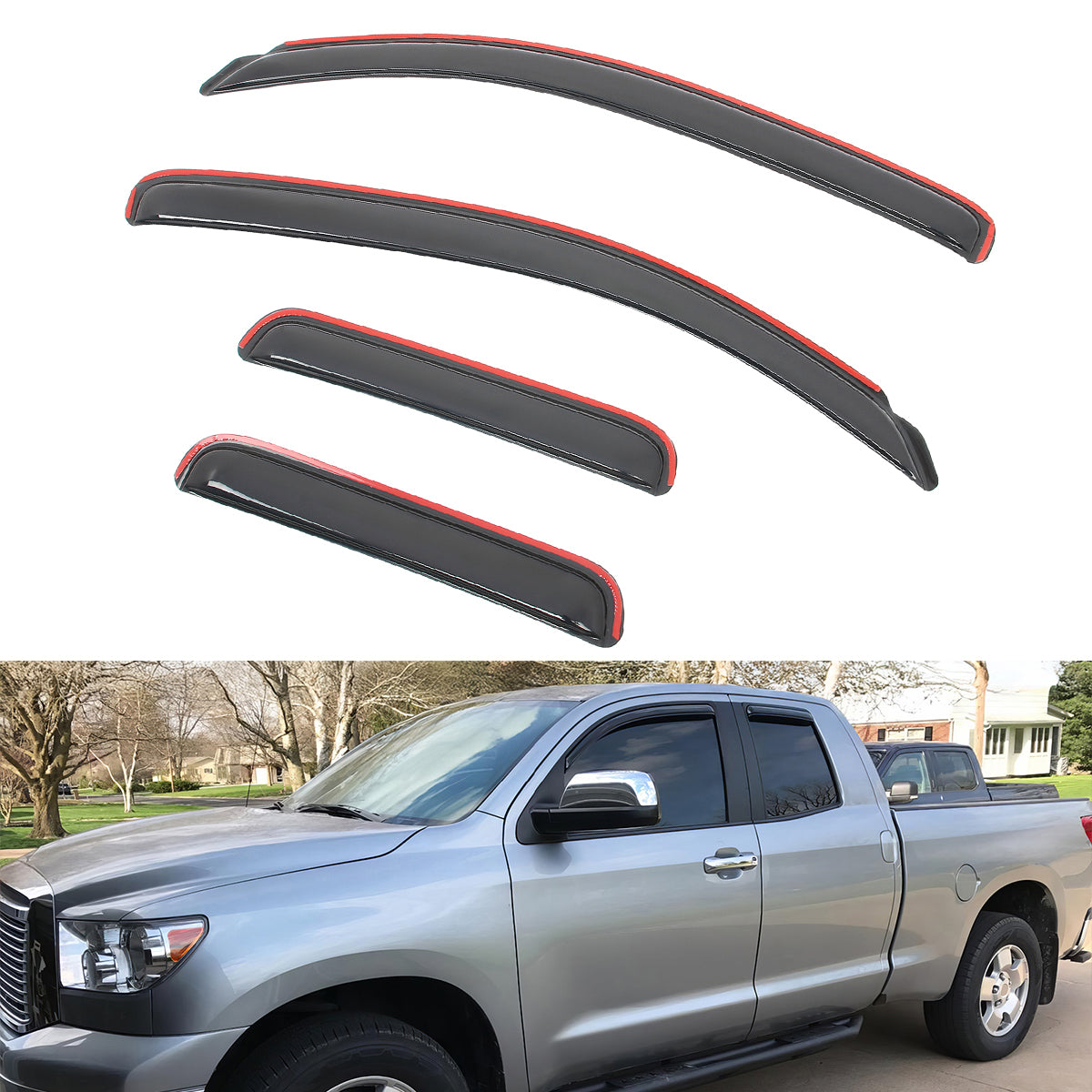 Window Visors Rain Shade for Toyota Tundra Double Cab 2007-2021 In-Channel