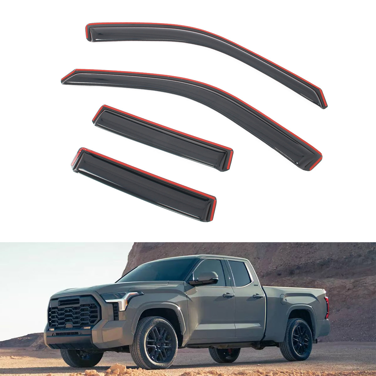 Window Visors Deflectors for Toyota Tundra Double Cab 2022-2026 In Channel