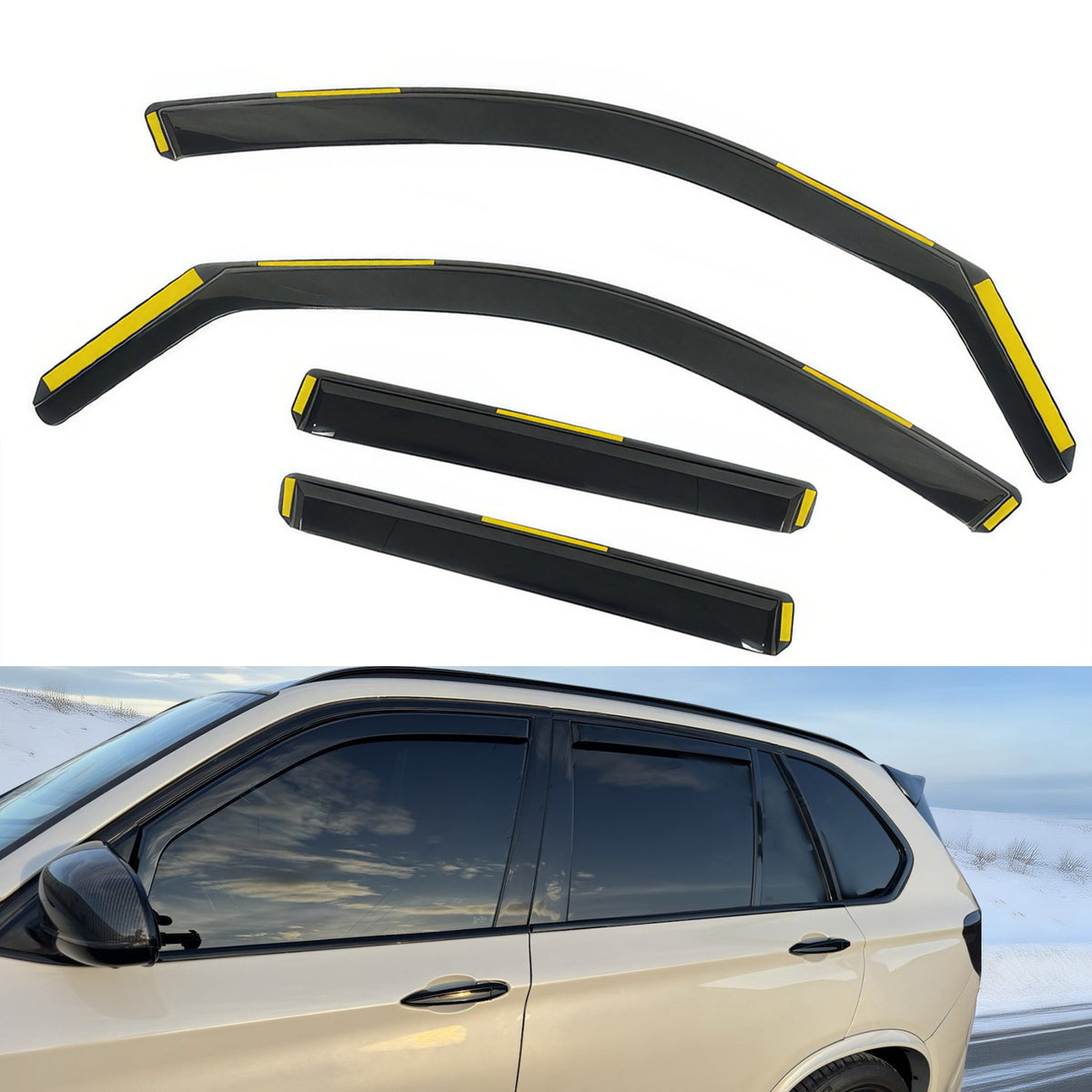 Window Visors for BMW F15 X5 F85 X5M 2014-2018 Black In-Channel Deflectors
