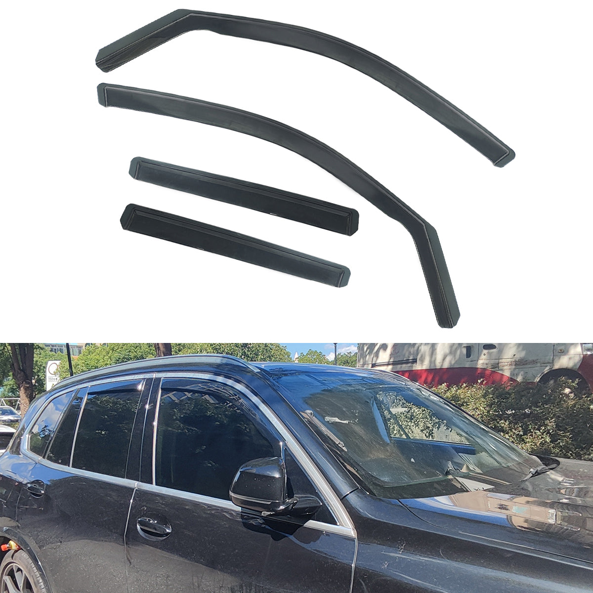 Window Visor for BMW G05 X5 F95 X5M 2019-2026 Black In-Channel Deflectors