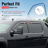 2007-2013 Chevy Chevrolet Avalanche In-Channel Window Visors Sun Shades Vent Rain Guards Deflectors Acrylic Smoke/Tinted 4PCS