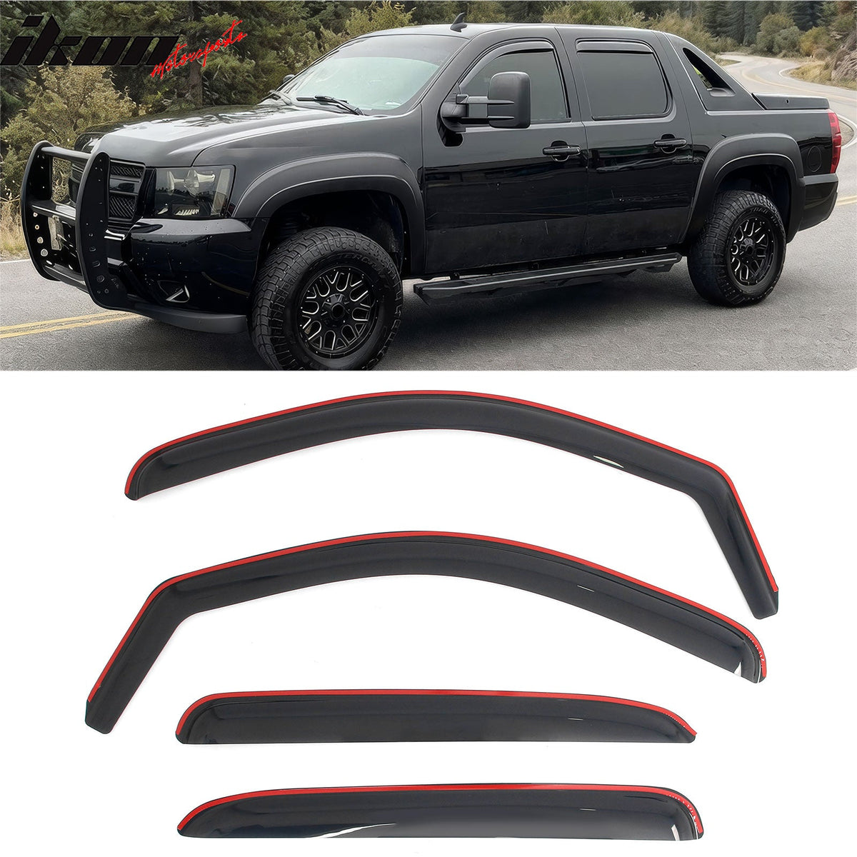 2007-2013 Chevy Chevrolet Avalanche In-Channel Window Visors Sun Shades Vent Rain Guards Deflectors Acrylic Smoke/Tinted 4PCS