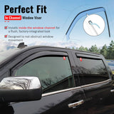 2014-2018 Chevrolet Silverado GMC Sierra 1500 & 2015-2019 2500 HD 3500 HD Crew Cab In-Channel Window Visors Sun Shades Vent Rain Guards Deflectors