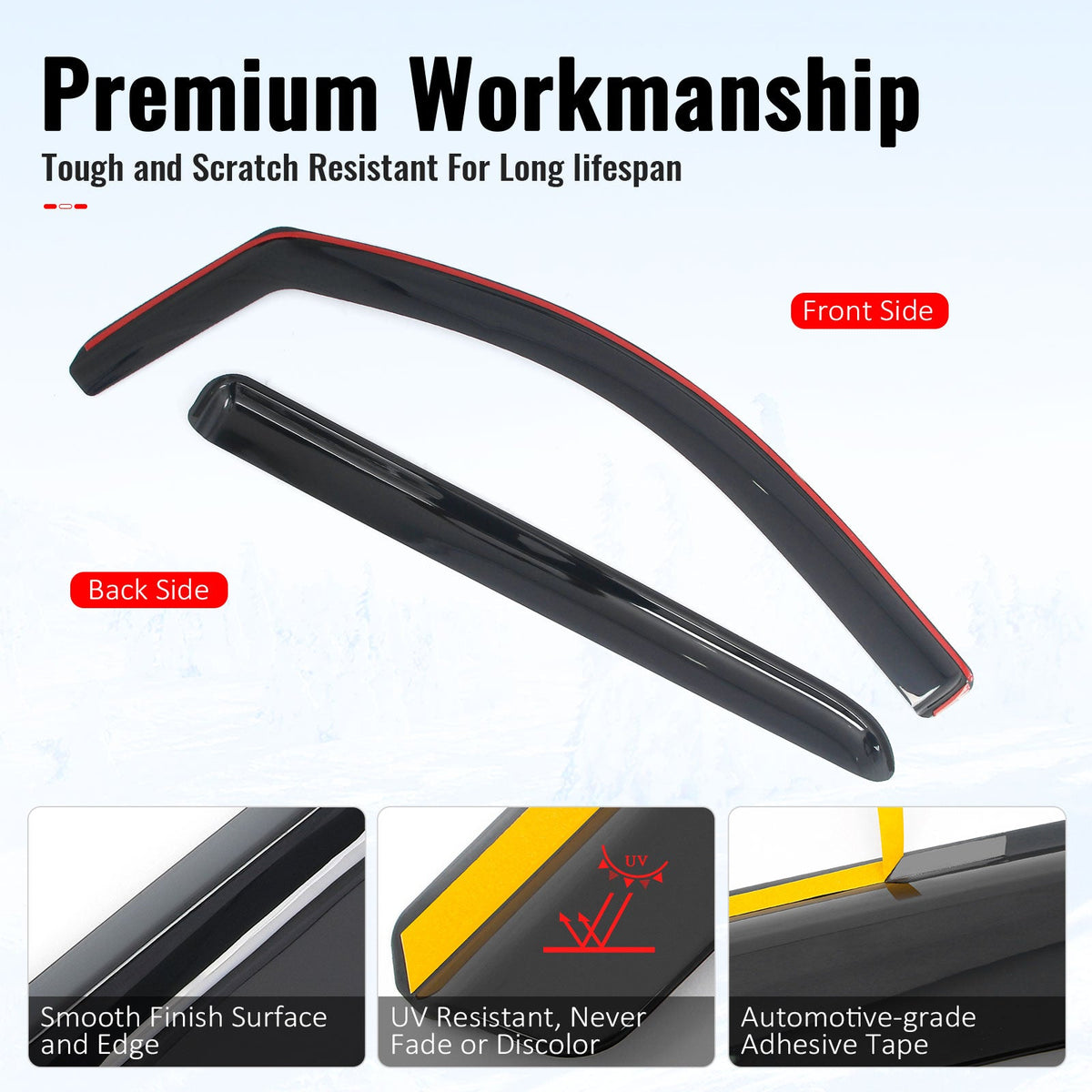 2014-2018 Chevrolet Silverado GMC Sierra 1500 & 2015-2019 2500 HD 3500 HD Crew Cab In-Channel Window Visors Sun Shades Vent Rain Guards Deflectors