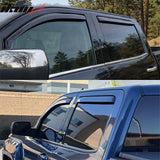 2014-2018 Chevrolet Silverado GMC Sierra 1500 & 2015-2019 2500 HD 3500 HD Crew Cab In-Channel Window Visors Sun Shades Vent Rain Guards Deflectors