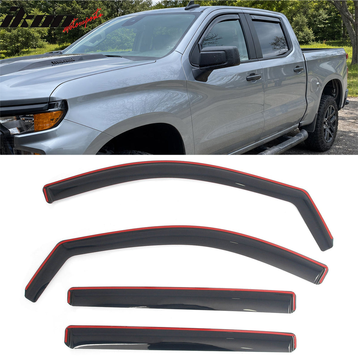2019-2026 Chevrolet Silverado 1GMC Sierra 1500 & 2022 1500 LTD 1500 Limited Crew Cab In-Channel Window Visors Sun Shades Vent Rain Guards Deflectors