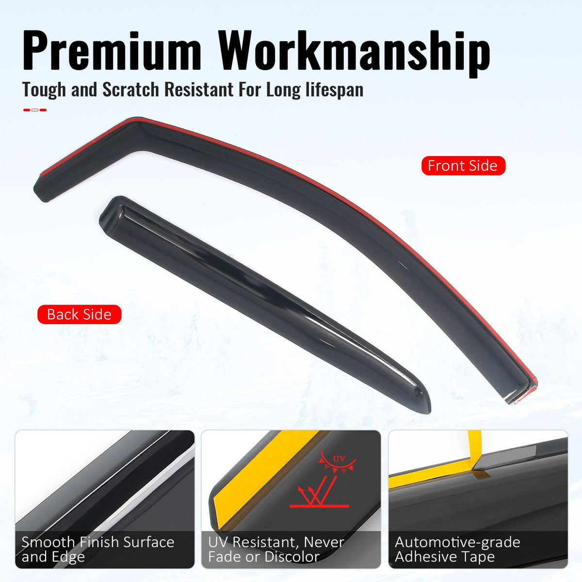 2015-2022 Chevy Chevrolet Colorado & GMC Canyon Crew Cab In-Channel Window Visors Sun Shades Vent Rain Guards Deflectors Acrylic Smoke/Tinted 4PCS