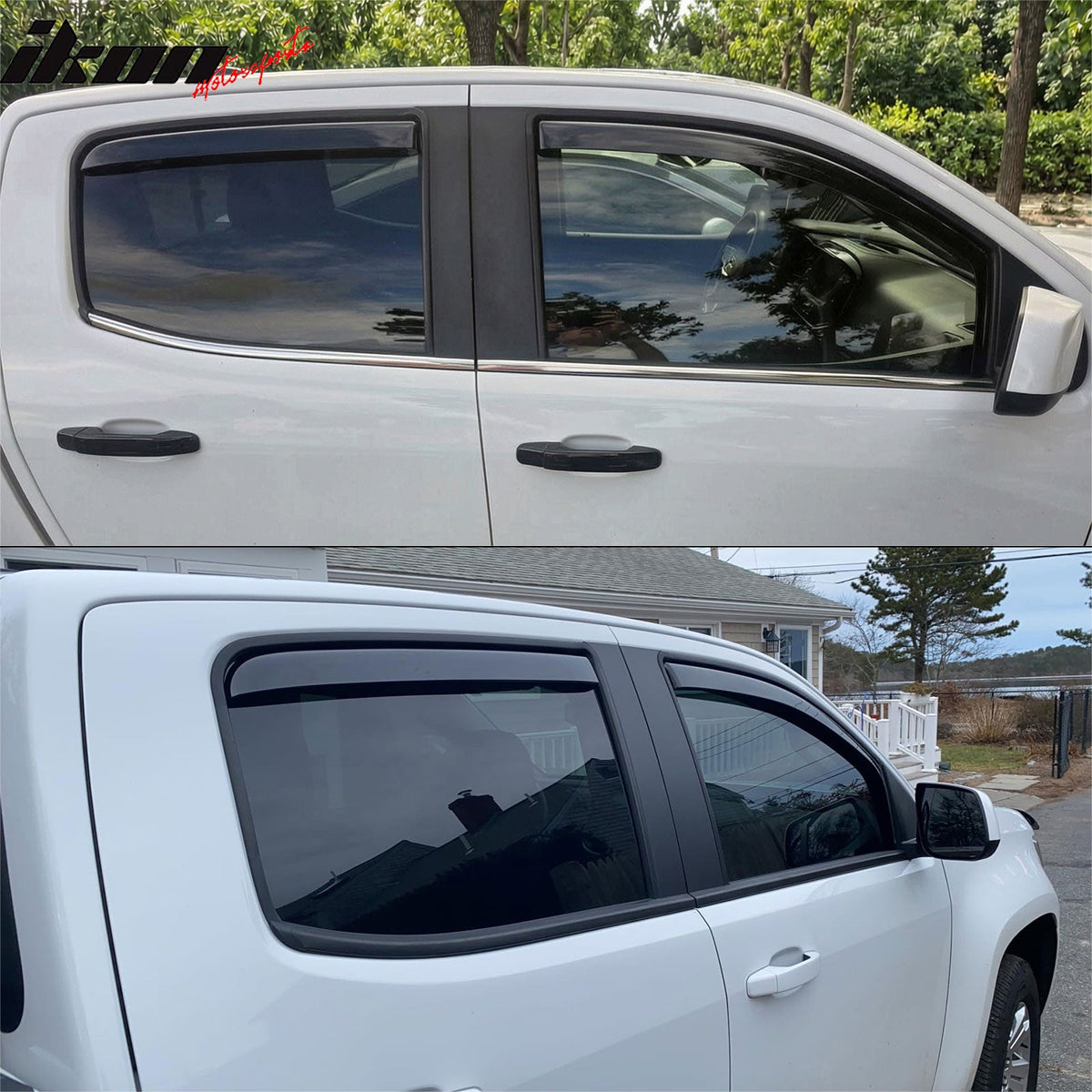2015-2022 Chevy Chevrolet Colorado & GMC Canyon Crew Cab In-Channel Window Visors Sun Shades Vent Rain Guards Deflectors Acrylic Smoke/Tinted 4PCS