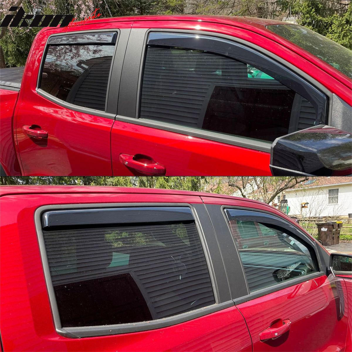 2023-2026 Chevy Chevrolet Colorado & GMC Canyon Crew Cab In-Channel Window Visors Sun Shades Vent Rain Guards Deflectors Acrylic Smoke/Tinted 4PCS