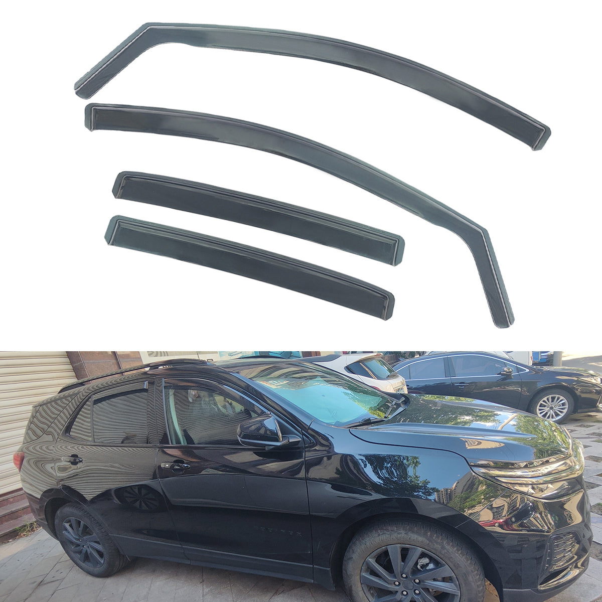 Window Visors Deflectors for Chevy Equinox 2018-2024 Black In-Channel