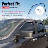 09-18 Dodge Ram 1500 & 19-24 Ram 1500 Classic & 10-26 Ram 2500 3500 & 19-26 Ram 4500 5500 Crew/Mega Cab In-Channel Window Visors Vent Rain Deflectors
