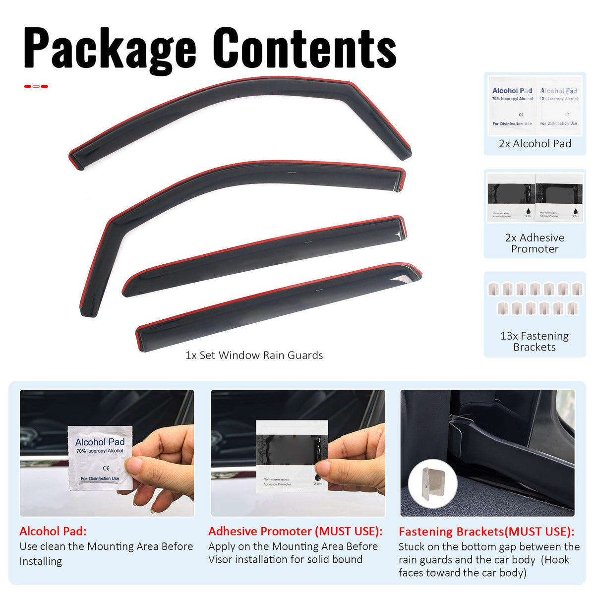 2019-2026 Ram 1500 Crew Cab (Not Fit Classic Models) In-Channel Window Visors Sun Shades Vent Rain Guards Deflectors Acrylic Smoke/Tinted 4PCS