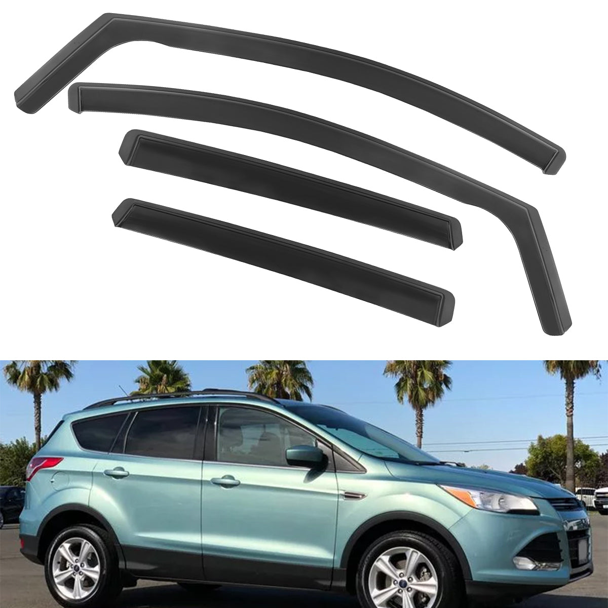 Side Window Visor for Ford Escape 2013-2019 Black In-Channel Deflectors