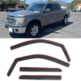 2009-2014 Ford F150 F-150 Crew Cab (SuperCrew) In-Channel Window Visors Sun Shades Vent Rain Guards Deflectors Acrylic Smoke/Tinted 4PCS