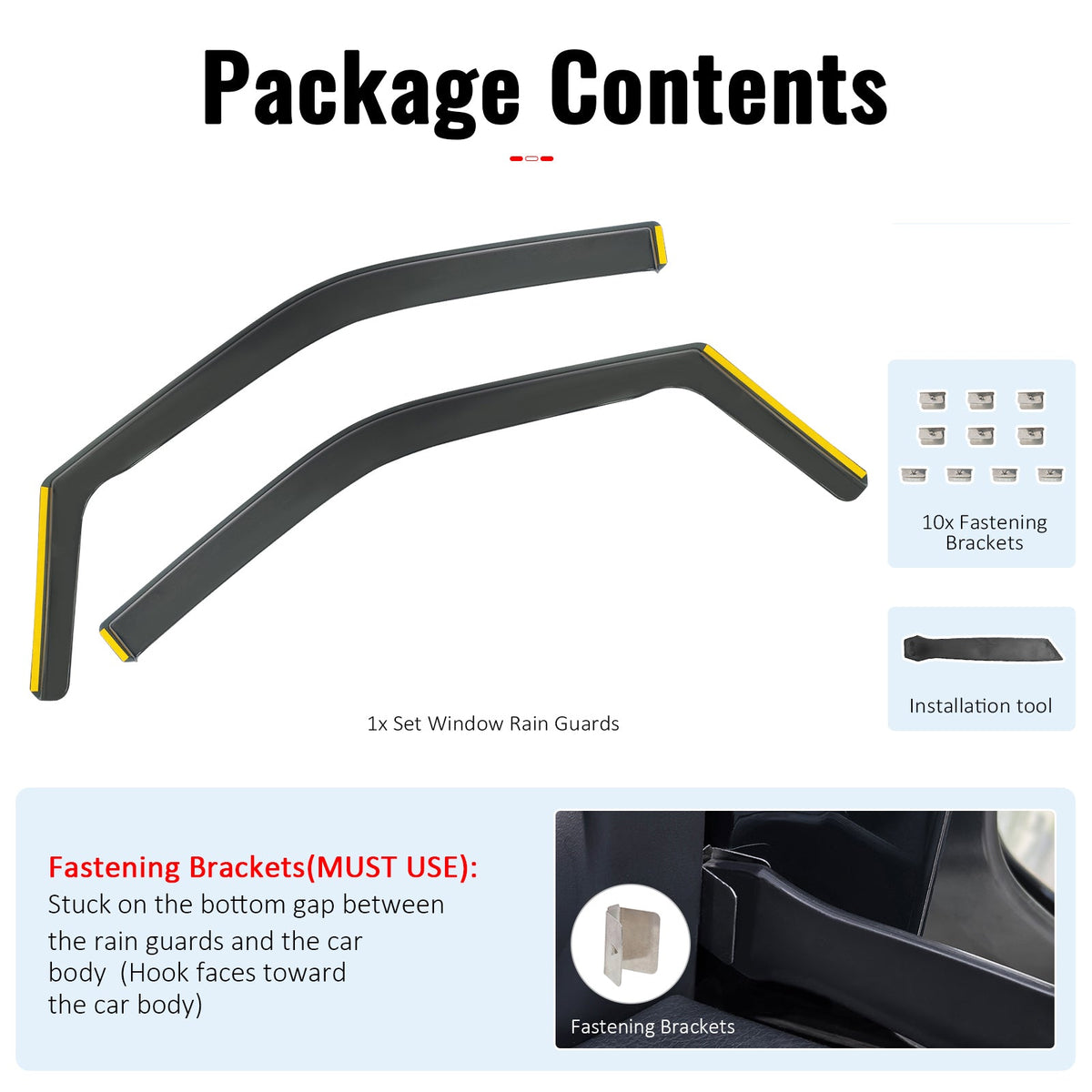 2015-2020 Ford F-150 2017-2022 F-250 F-350 Super Duty Regular Cab Window Visor Black In-Channel Deflectors