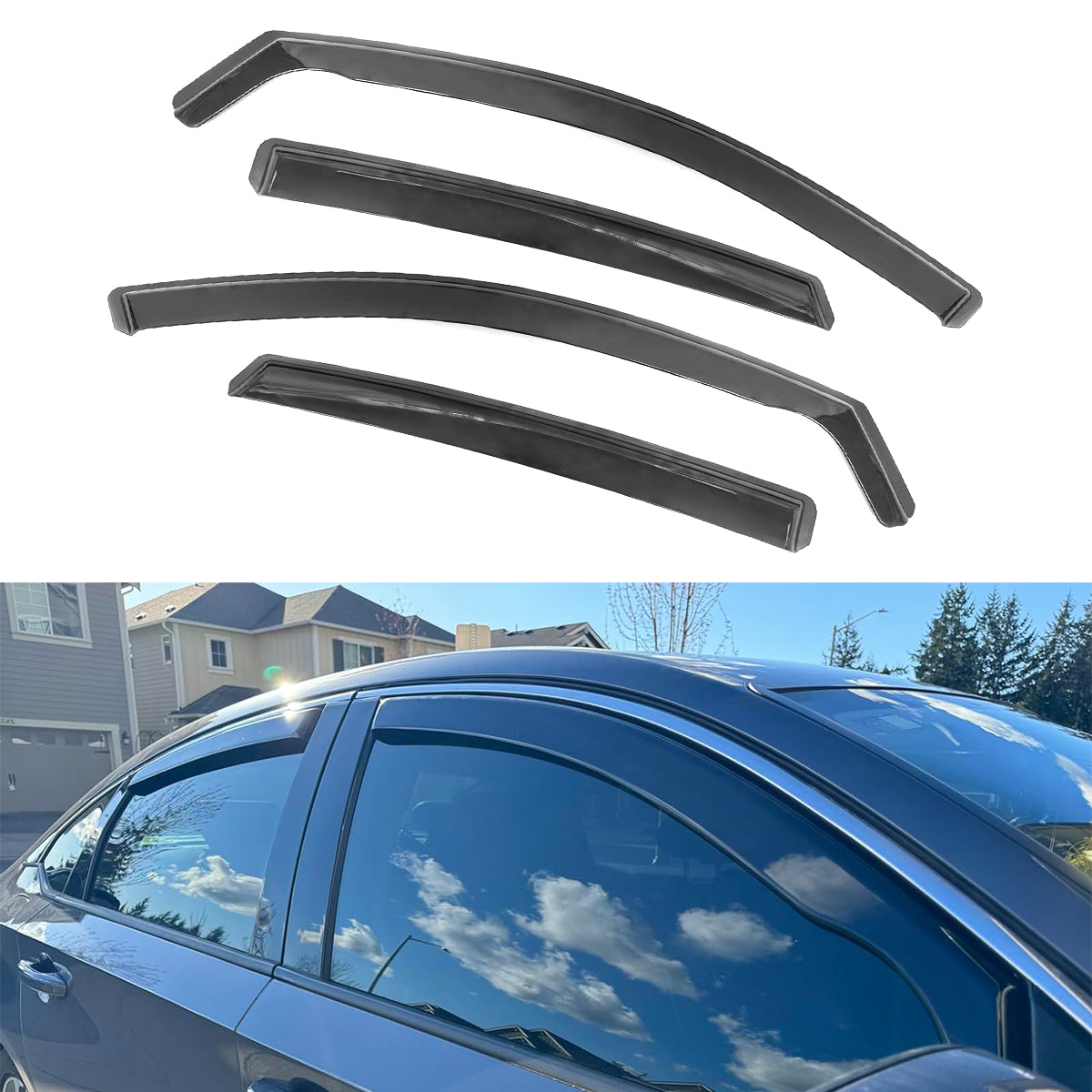 Window Visor for Honda Accord Sedan 2018-2026 Black In-Channel Deflectors