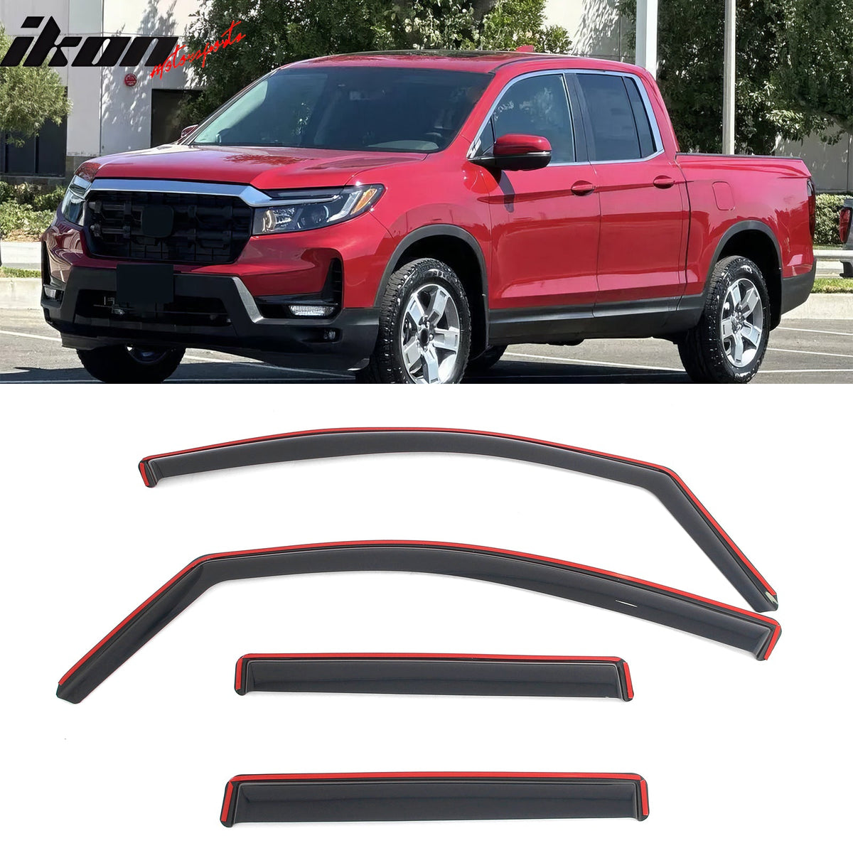 2017-2026 Honda Ridgeline In-Channel Window Visors Sun Shades Vent Rain Guards Deflectors Acrylic Smoke/Tinted 4PCS