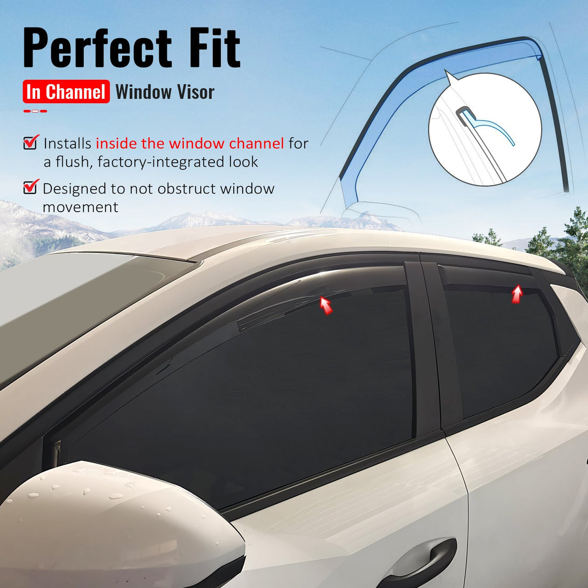 2022-2026 Hyundai Santa Cruz In-Channel Window Visors Sun Shades Vent Rain Guards Deflectors Acrylic Smoke/Tinted 4PCS
