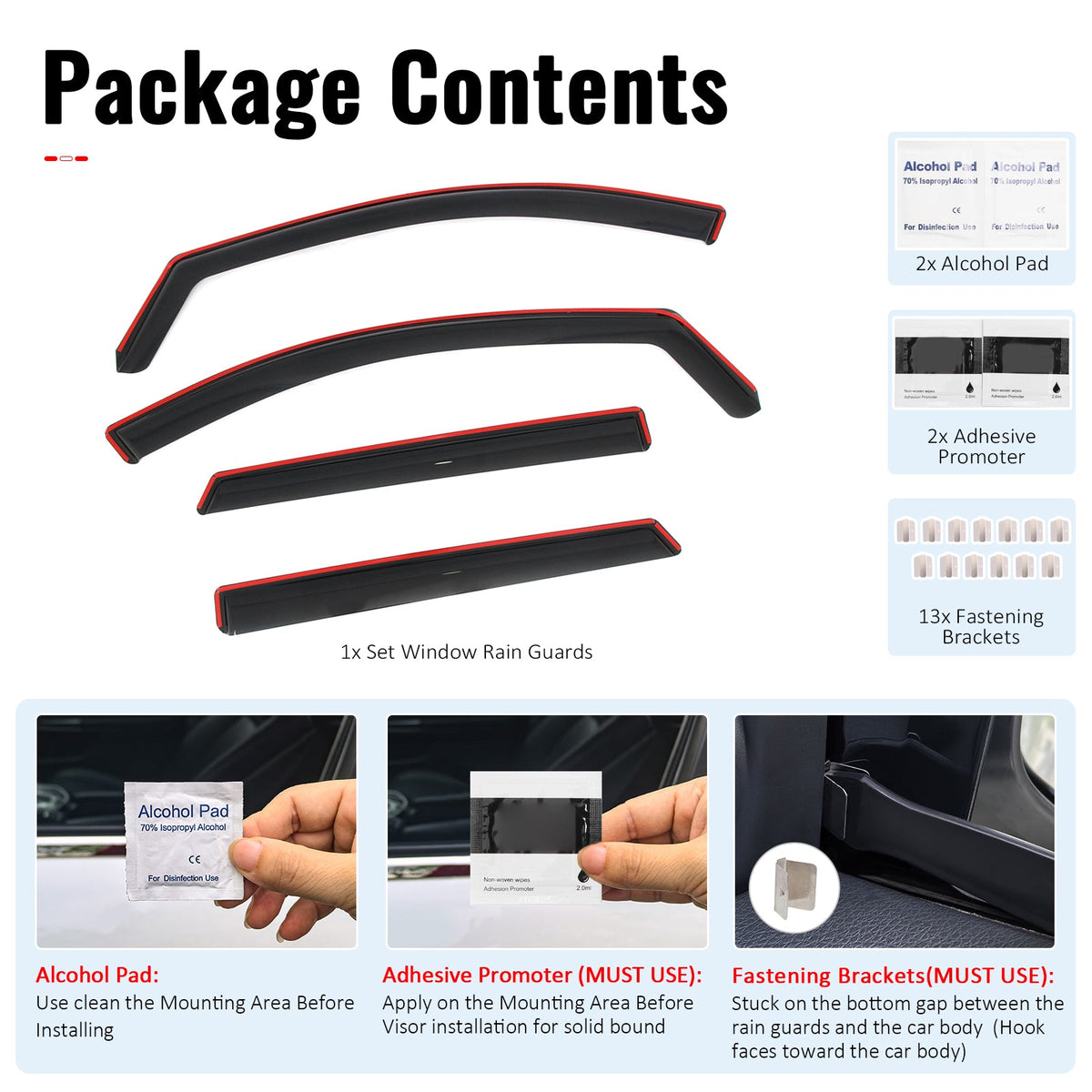2013-2018 Hyundai Santa Fe (Not Fit Santa Fe Sport & XL) In-Channel Window Visors Sun Shades Vent Rain Guards Deflectors Acrylic Smoke/Tinted 4PCS