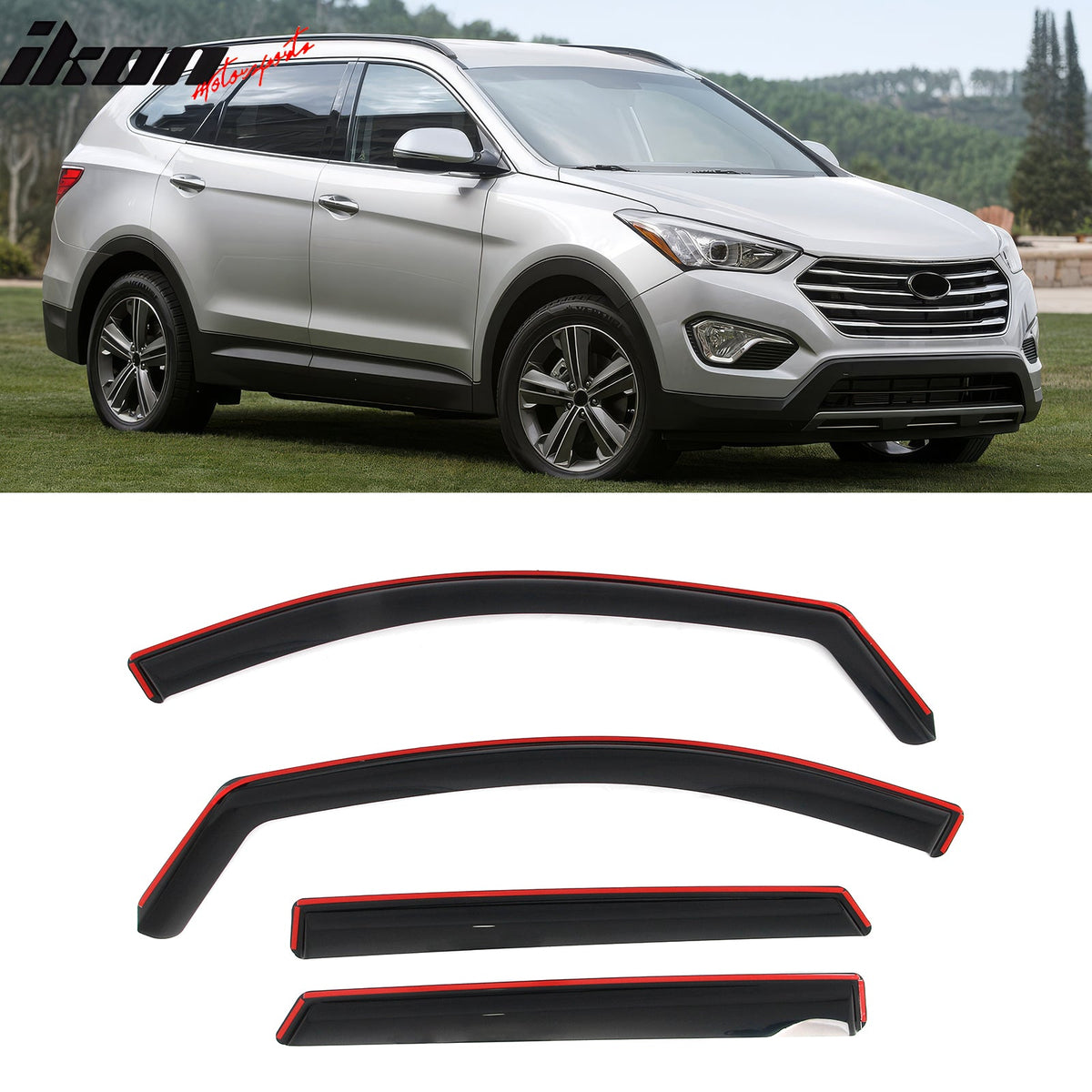 2013-2018 Hyundai Santa Fe (Not Fit Santa Fe Sport & XL) In-Channel Window Visors Sun Shades Vent Rain Guards Deflectors Acrylic Smoke/Tinted 4PCS