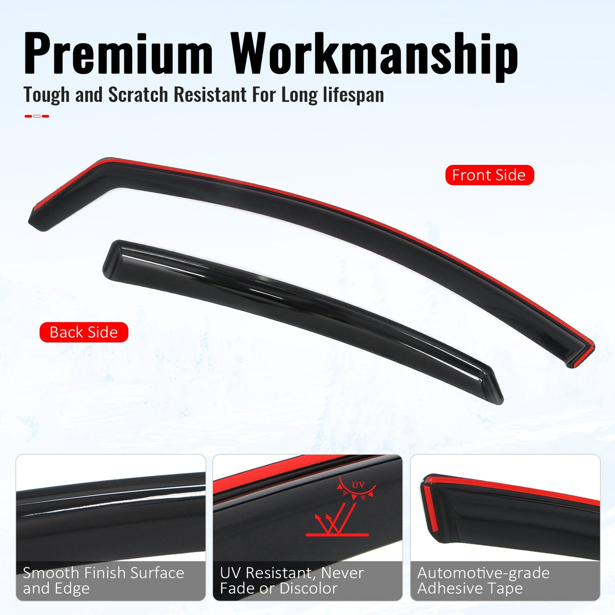 2015-2019 Hyundai Sonata In-Channel Window Visors Sun Shades Vent Rain Guards Deflectors Acrylic Smoke/Tinted 4PCS