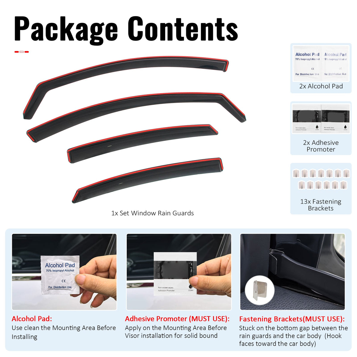 2015-2019 Hyundai Sonata In-Channel Window Visors Sun Shades Vent Rain Guards Deflectors Acrylic Smoke/Tinted 4PCS