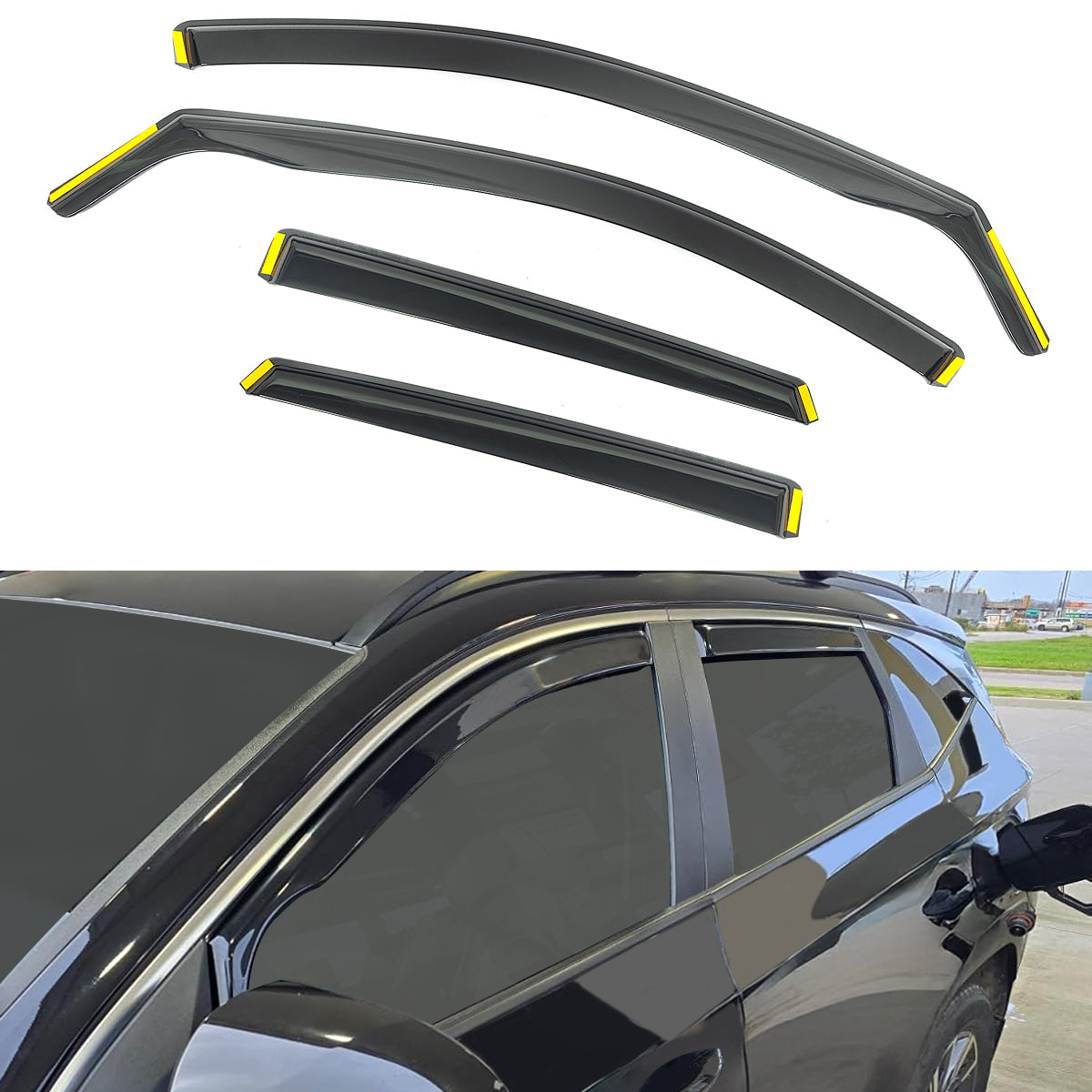 Side Window Visor for Hyundai Tucson 2022-2025 Black In-Channel Deflectors