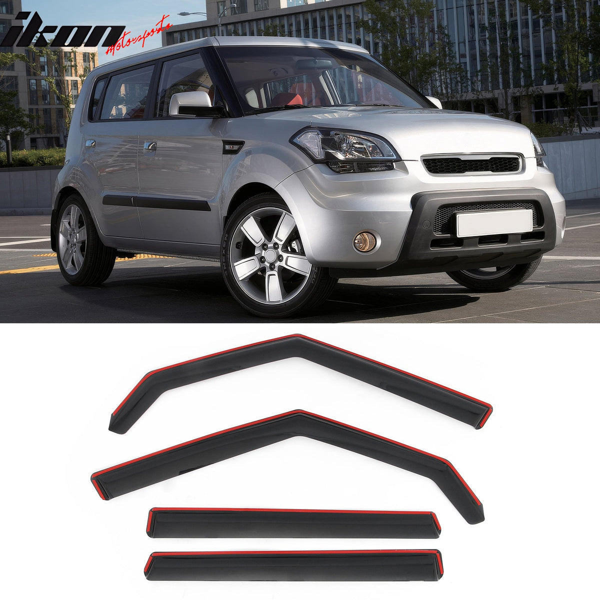 2009-2013 Kia Soul In-Channel Window Visors Sun Shades Vent Rain Guards Deflectors Acrylic Smoke/Tinted 4PCS