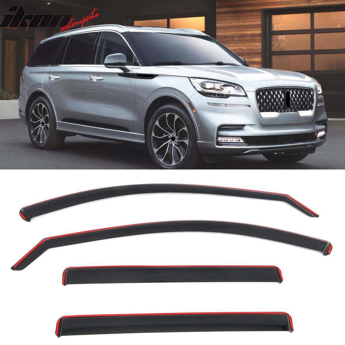 2020-2026 Lincoln Aviator In-Channel Window Visors Sun Shades Vent Rain Guards Deflectors Acrylic Smoke/Tinted 4PCS