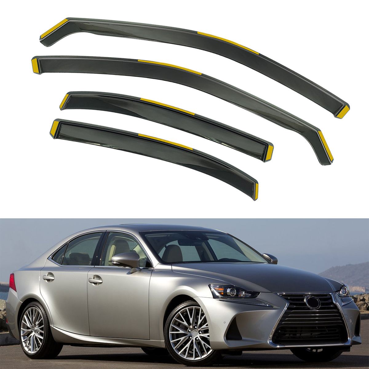 Window Visor for Lexus IS200t IS250 IS300 IS350 2014-2020 Black In-Channel