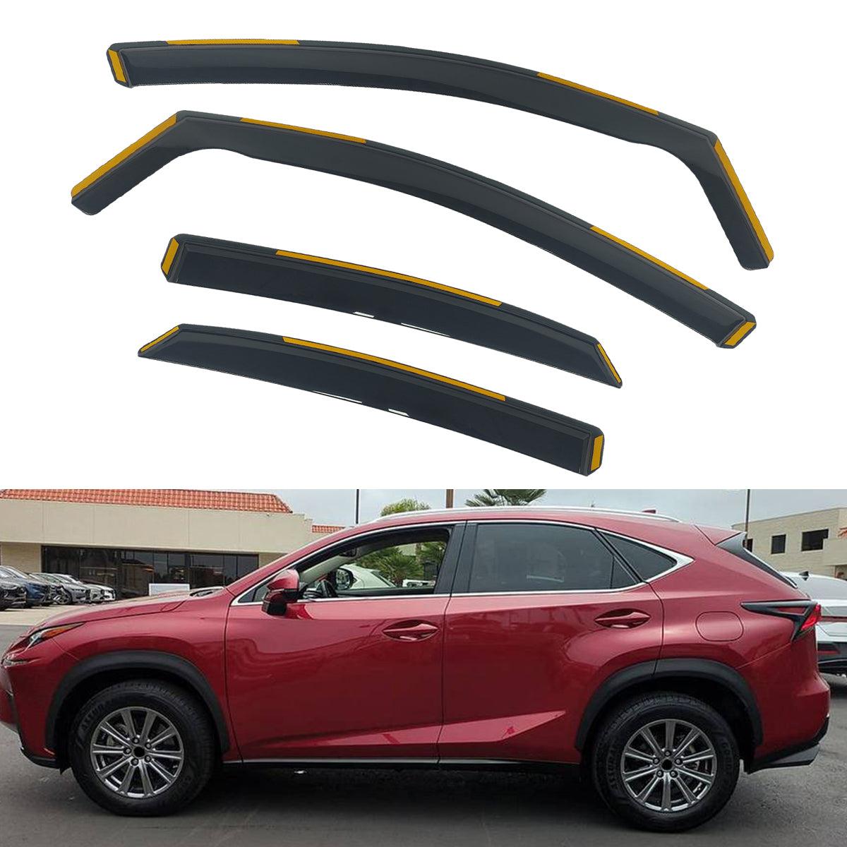 Window Visors for Lexus NX200t 2015-2021 In-Channel Vent Rain Guards PC