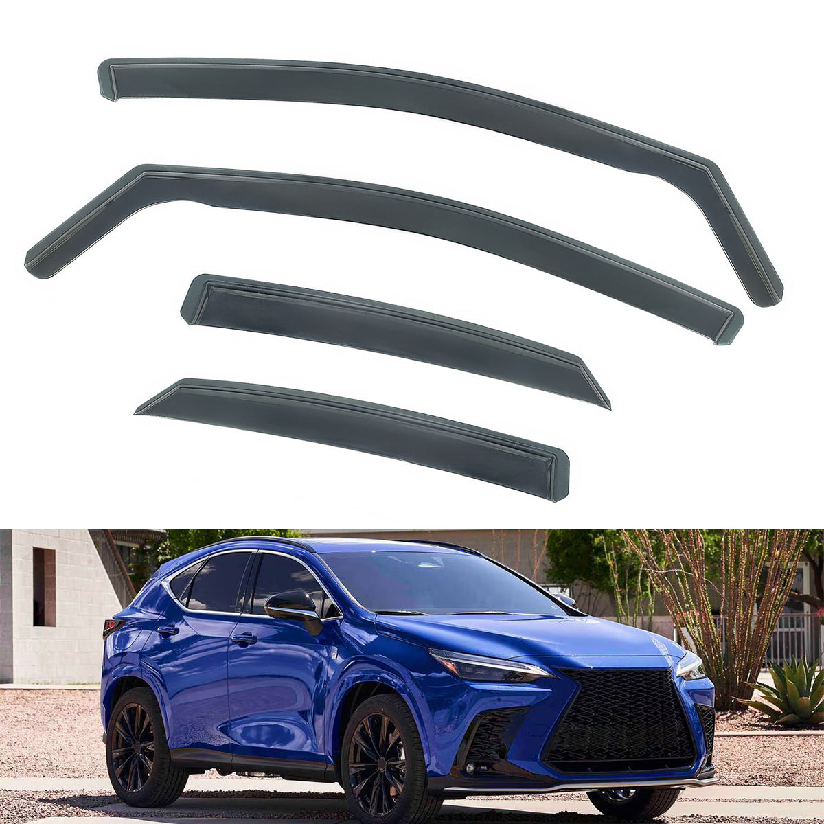 Window Visors for Lexus NX250 2022-2026 In-Channel Vent Rain Sun Guards PC
