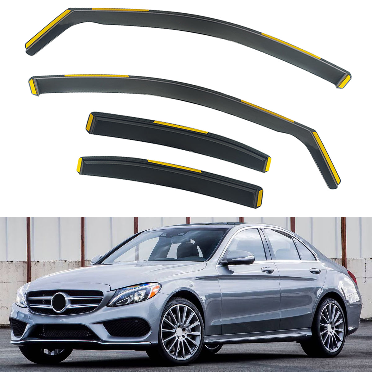 Window Visors Guards for Benz W205 C Class Sedan 2015-2021 In-Channel PC