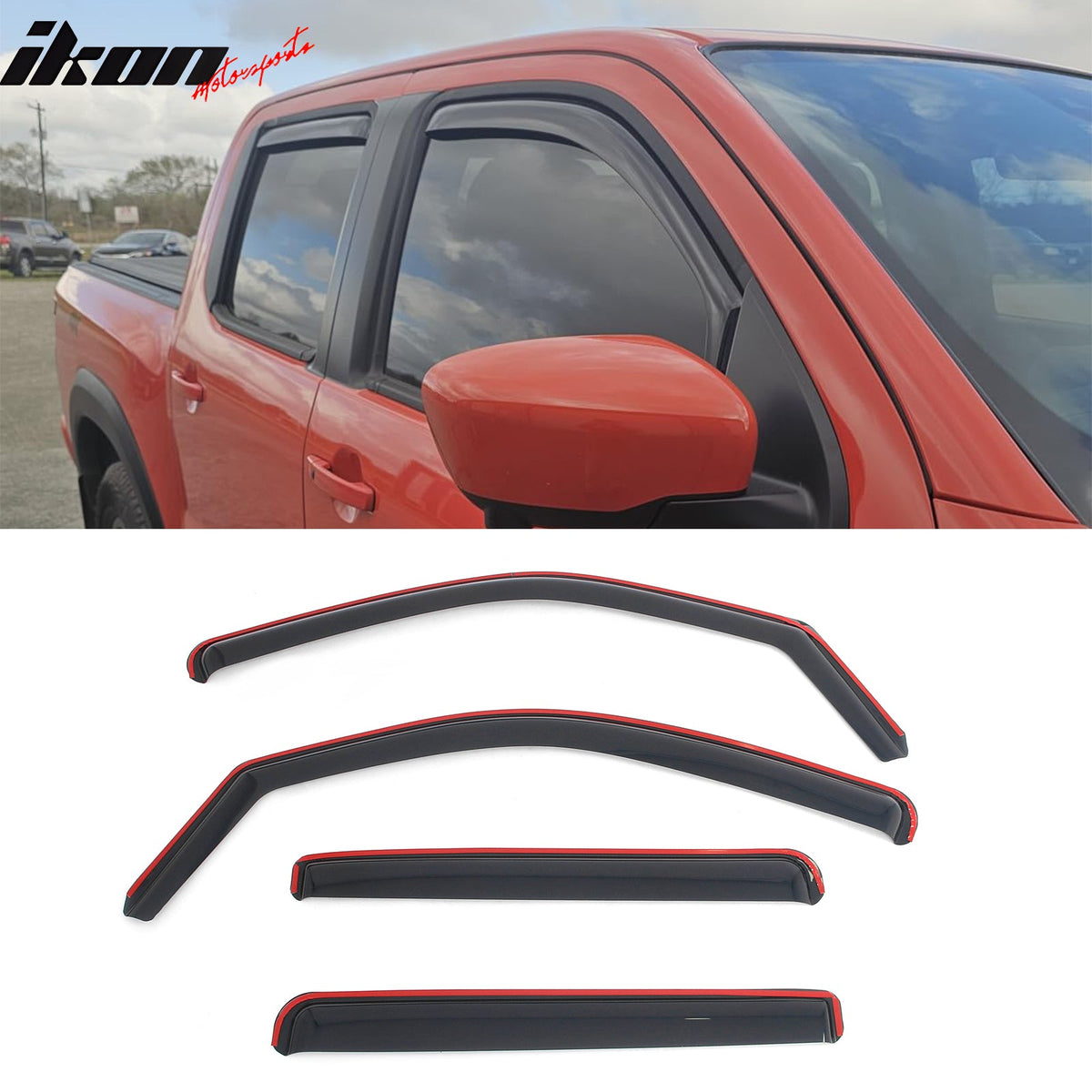 2022-2026 Nissan Frontier Crew Cab In-Channel Window Visors Sun Shades Vent Rain Guards Deflectors Acrylic Smoke/Tinted 4PCS