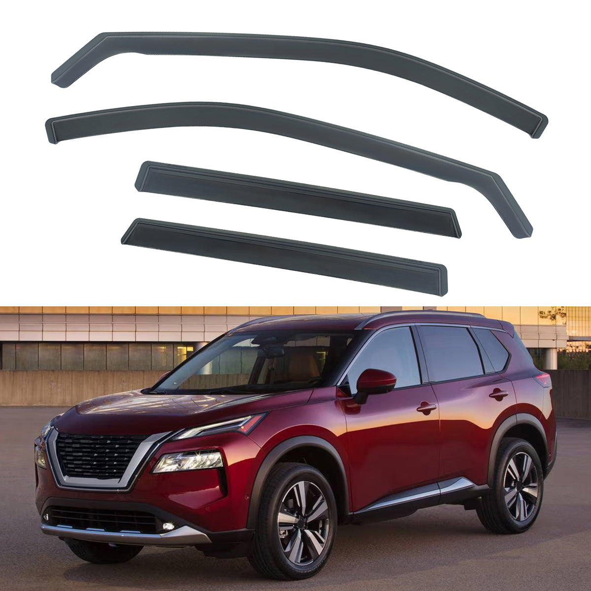 Window Visor for Nissan Rogue 2021-2026 In-Channel Sun Vent Rain Guard PC