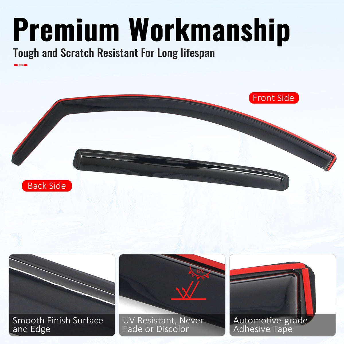 2016-2024 Nissan TITAN XD & 2017-2024 TITAN Crew Cab In-Channel Window Visors Sun Shades Vent Rain Guards Deflectors Acrylic Smoke/Tinted 4PCS