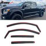 2016-2024 Nissan TITAN XD & 2017-2024 TITAN Crew Cab In-Channel Window Visors Sun Shades Vent Rain Guards Deflectors Acrylic Smoke/Tinted 4PCS