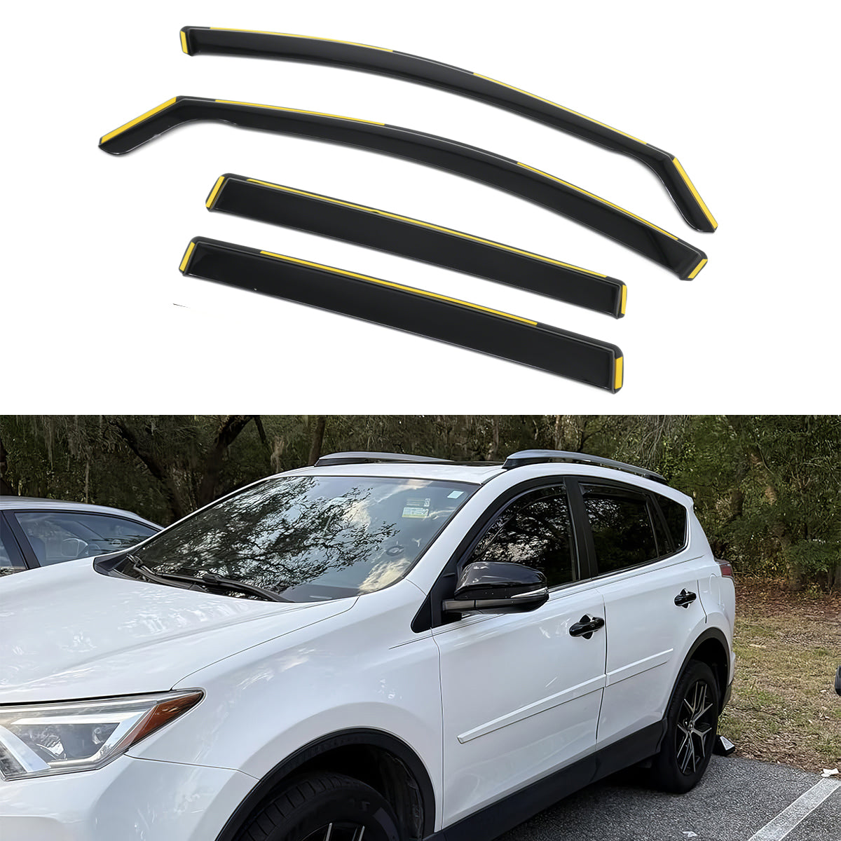 Window Visors for Toyota RAV4 2013-2018 In-Channel Sun Vent Rain Guards PC