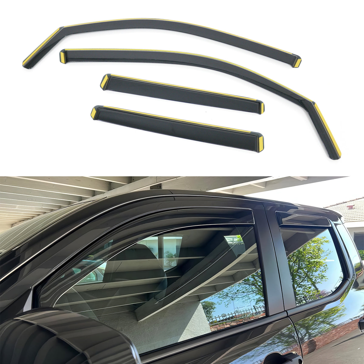 Window Visors for 2024-2026 Toyota Tacoma Double Cab (Crew Cab) In-Channel Vent Rain PC