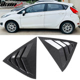 2011-2019 Ford Fiesta Hatchback 2PCS Rear Side Window Louvers Scoop Quarter Panel Sun Shade Shutter Cover Vent ABS Plastic Carbon Fiber Print