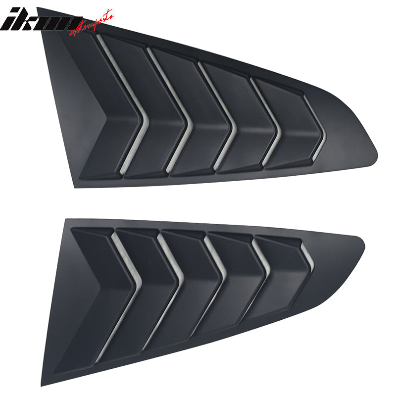 2015-2023 Ford Mustang IKON Unpainted Black Side Window Louvers ABS