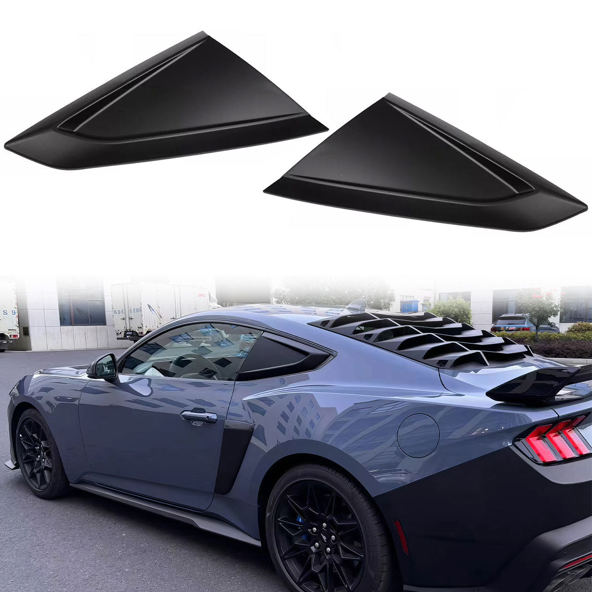 2024-2026 Ford Mustang 2DR V Style Matte Black Side Window Louvers ABS