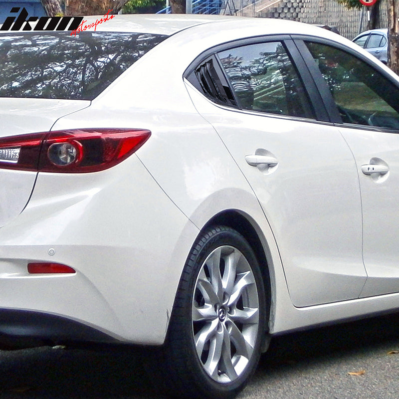 2014-2018Â Mazda 3 Gloss Black Rear Window Louvers Quarter Scoop ABS