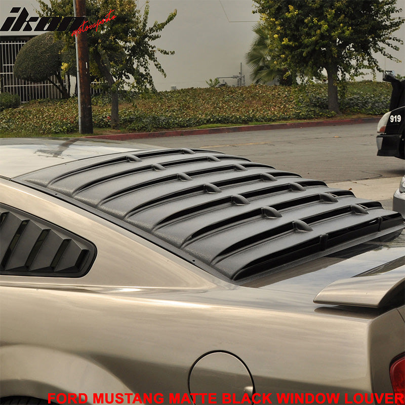 Fits 05-09 Ford Mustang Rear Window Louver + Trunk Spoiler Matte Black