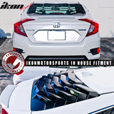 2016-2021 Honda Civic Sedan Black Rear Window Louvers ABS