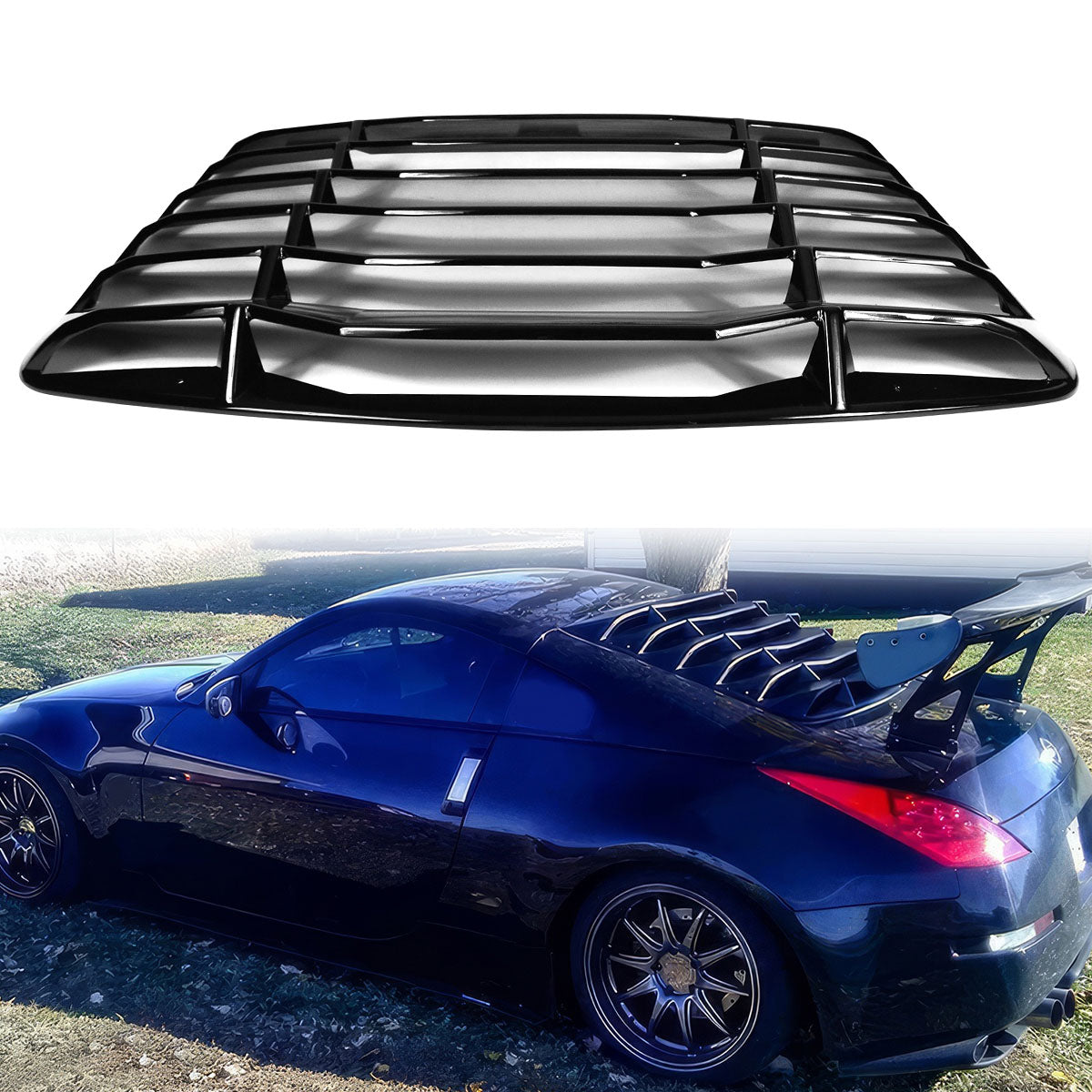 2003-2008 Nissan 350Z IKON Style Gloss Black Rear Window Louver ABS