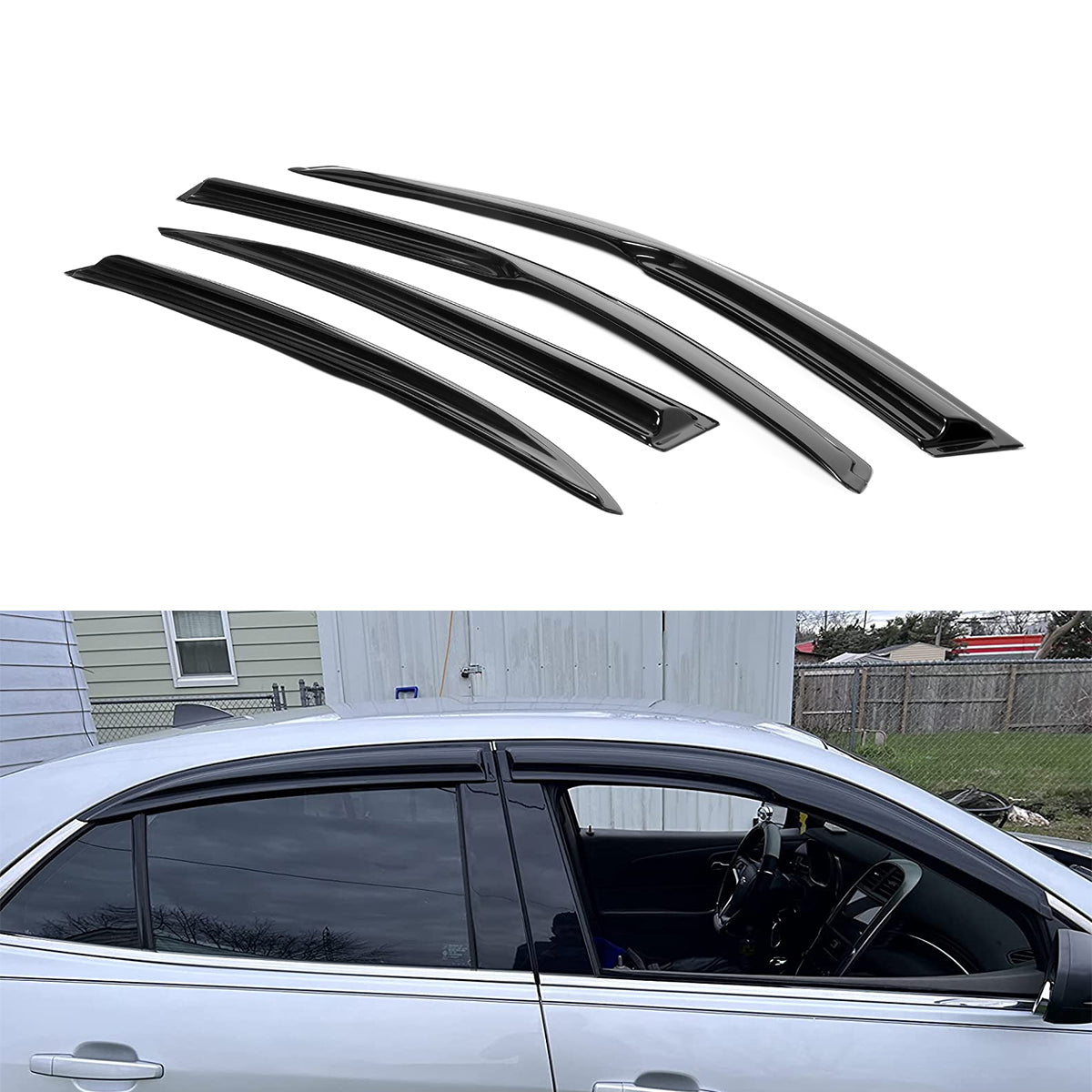 Window Visors for Chevy Malibu 2013-2016 Mugen Style Smoke Tinted Acrylic
