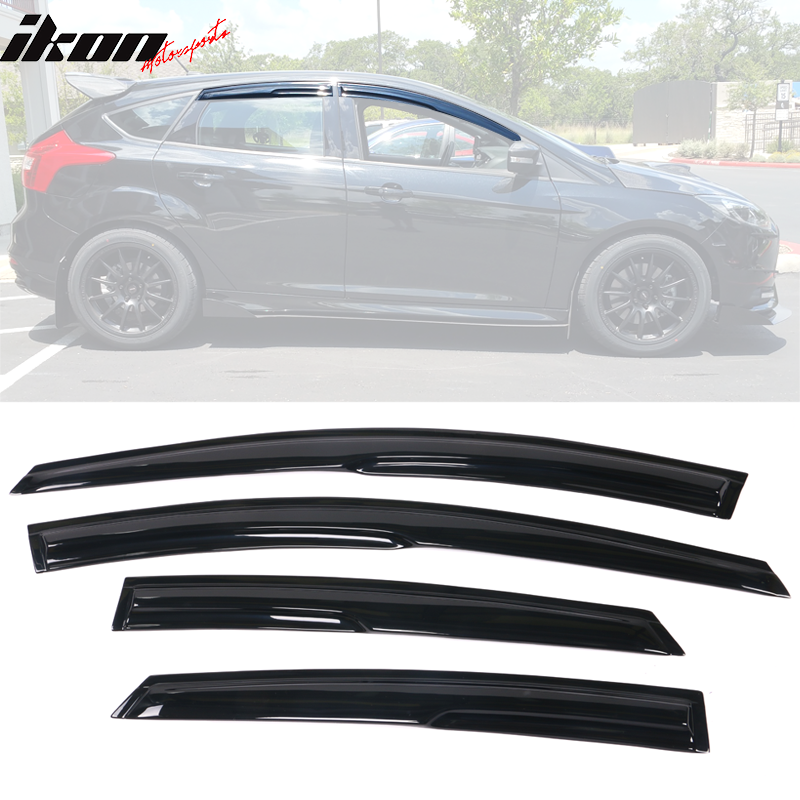 2012-2018 Ford Focus Acrylic 4PC Tape On Window Visors Rain Guard Vent